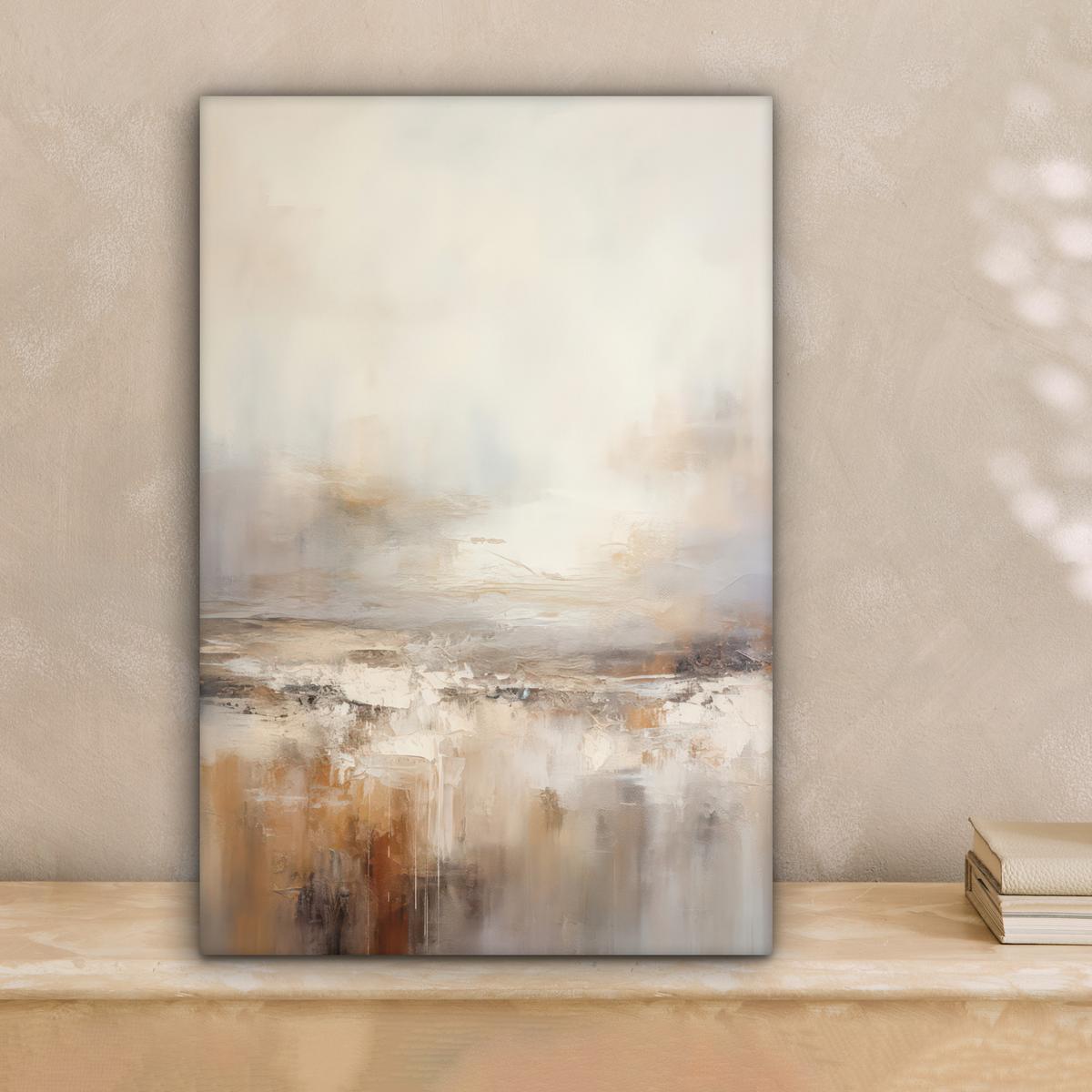 LEINWANDBILD Kunst - Industriell - Grau - Braun - Abstrakt Deko Wohnzimmer 20x30 cm - Sandfarben, Textil (20/30cm) - MuchoWow