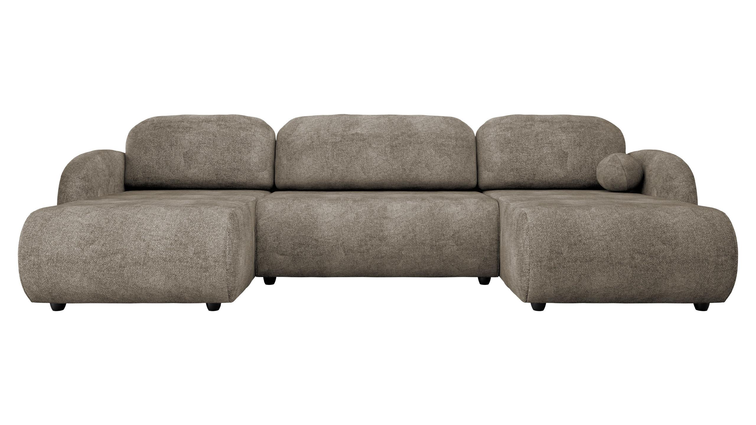WOHNLANDSCHAFT Dream U - Hellbraun/Schwarz, Holz/Kunststoff (318/88/160cm) - MIRJAN24