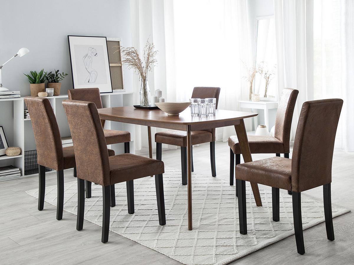 ESSZIMMERSTUHL 2er-Set Kunstleder Braun Broadway - Braun, Holz/Textil (42/93/59cm) - Beliani