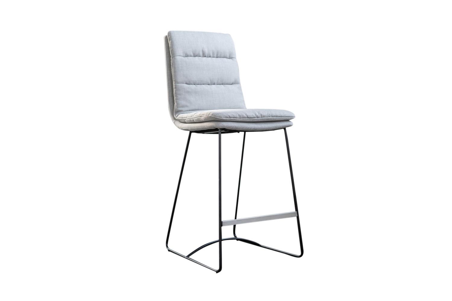 BARHOCKER VINCE Hellgrau Webstoff - Hellgrau, Textil (45/105/58cm) - KAWOLA
