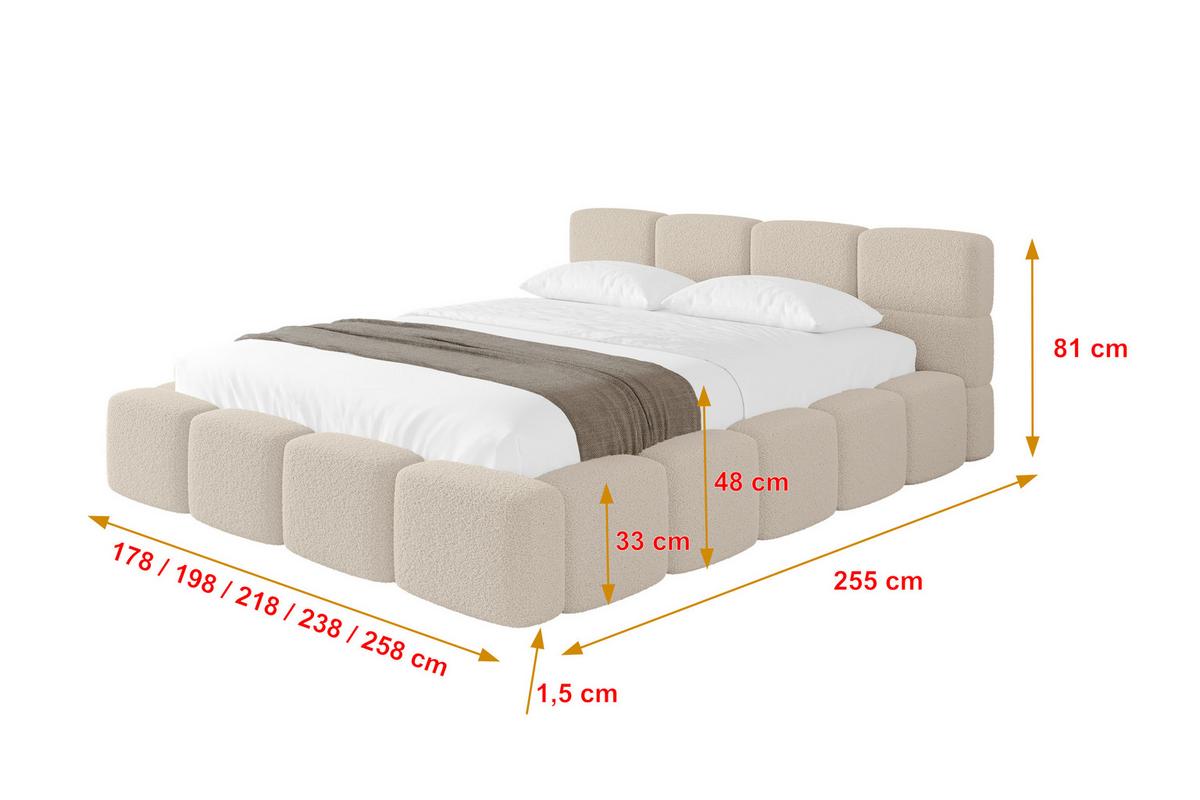 POLSTERBETT mit Bettkasten und Lattenrost, Bett mit Matratze H3/H4, Kopfteil, Boxbett, Doppelbett mit Stauraum - NATA-v1 140x200 Dunkelbeige - Hellbraun, Holzwerkstoff/Textil (140/200cm) - ALTDECOR