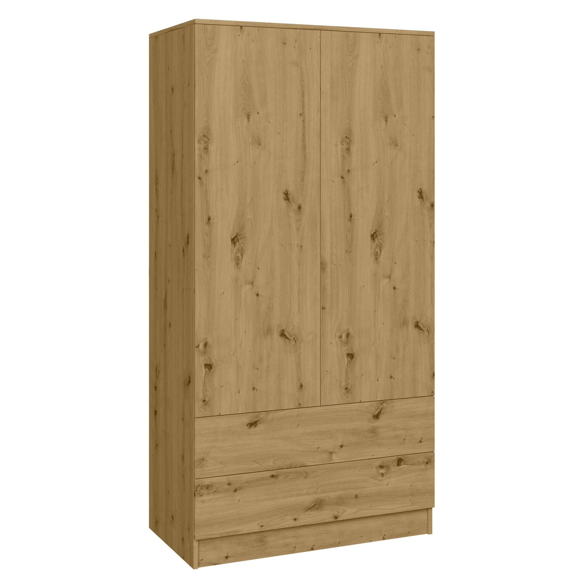 DREHTÜRENSCHRANK Look mit 2 Türen und Schubladen, 90 cm, eiche Artisan - Eiche Artisan, Holzwerkstoff (90/180/50cm) - Beautysofa