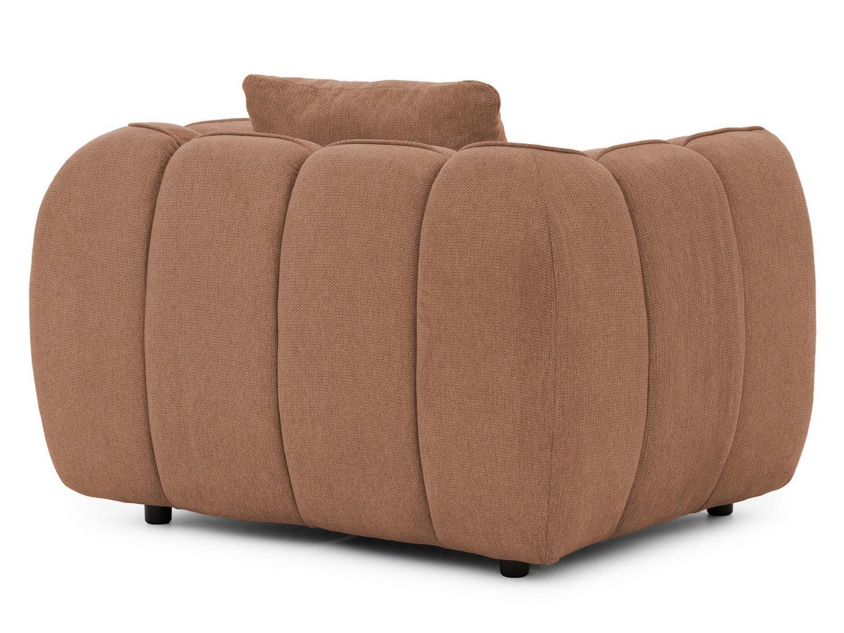 SESSEL Nubira in tief gesteppter Bubble-Optik aus weichem Terrakotta Strukturstoff im modernen Design - Terracotta/Schwarz, Holz/Kunststoff (115/69/89cm) - S-Style Möbel