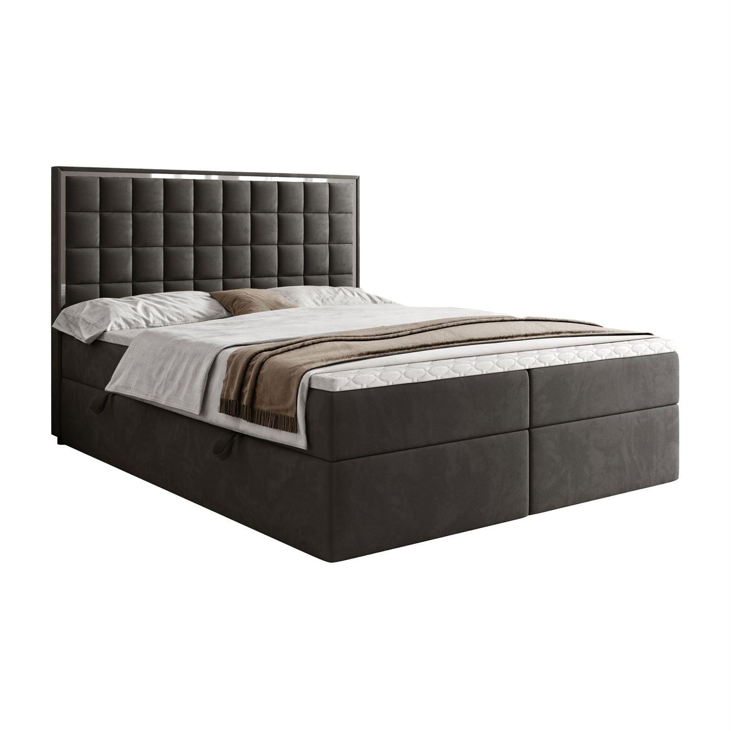 BOXSPRINGBETT ISADORA SILVER mit Bettkasten und Topper 180x200 cm Royal Velvet 185 - Graphitfarben, Textil - Lookway