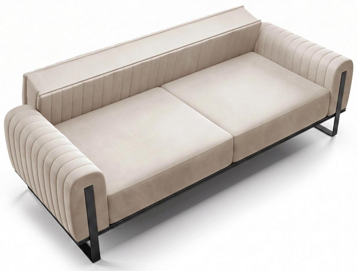 SOFA Parissa 228 cm - Ecru/Schwarz, Textil/Metall (228/79/92cm) - Selsey