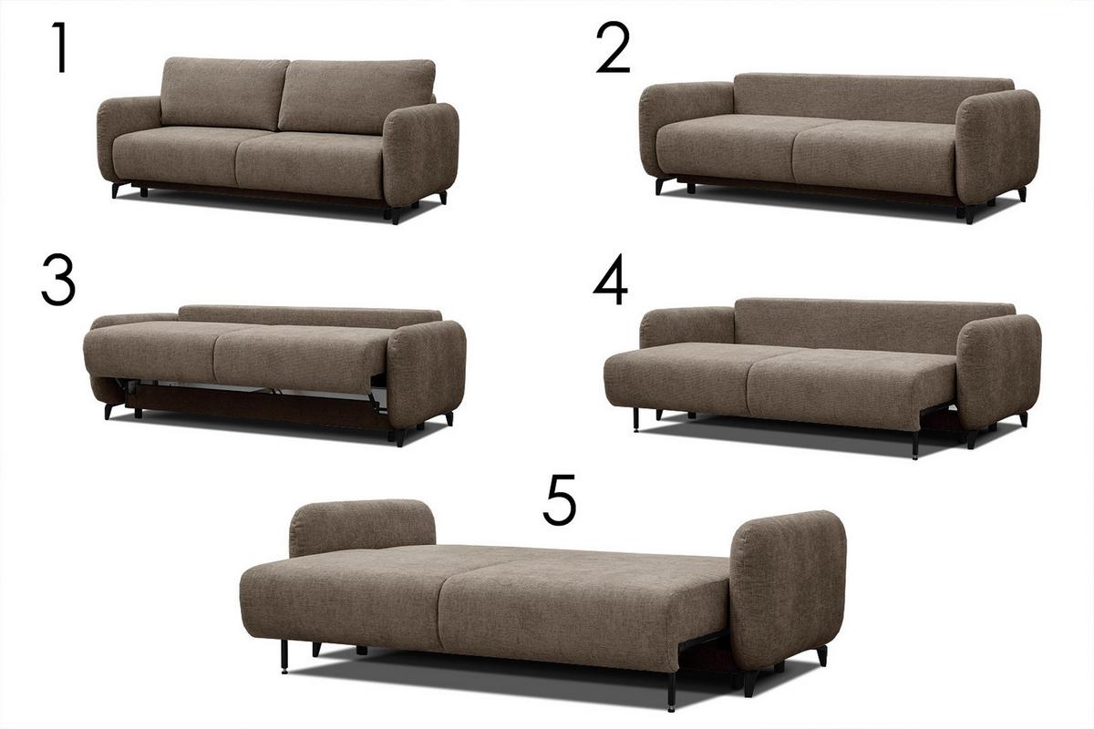 SOFA DRAKE 3-Sitzer mit Schlaffunktion, taupe - Taupe/Braun, Holz/Textil (232/90/107cm) - Wozimo