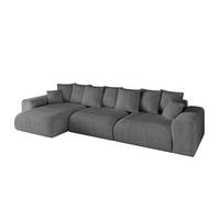 ECKSOFA Ottomane links ESKAR-L2 364x176x72 Dunkelgrau Cord - Dunkelgrau/Schwarz, Holzwerkstoff/Kunststoff (364/176cm) - ALTDECOR