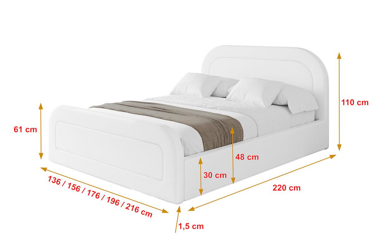 POLSTERBETT mit Bettkasten, Fußteil und Lattenrost, Boxbett mit Matratze H3/H4 - LERAY-Z 120x200 Weiß Kunstleder - Weiß Hochglanz, Holzwerkstoff/Textil (120/200cm) - ALTDECOR