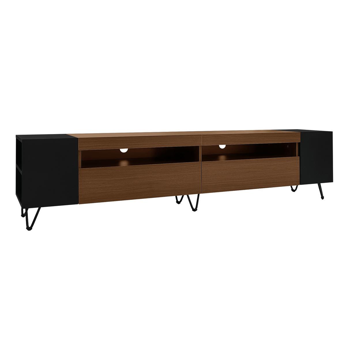 TV-ELEMENT Schwarz und Holzoptik 180/36/43 cm - Braun, Holz (36/43/180cm) - Urban Meuble