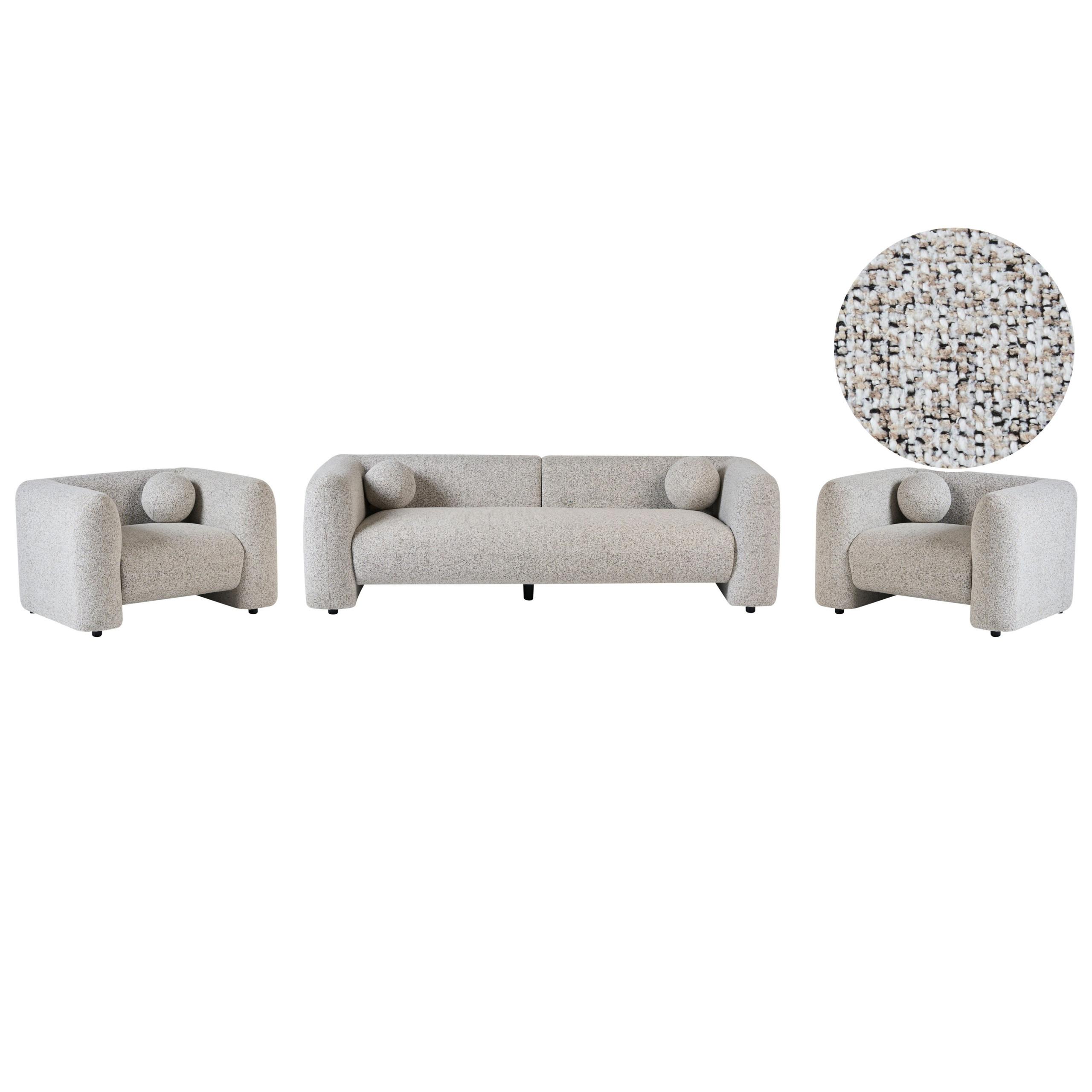 SOFA-SET 5-Sitzer Beige Leiren - Beige, Textil (224/73/83cm) - Beliani