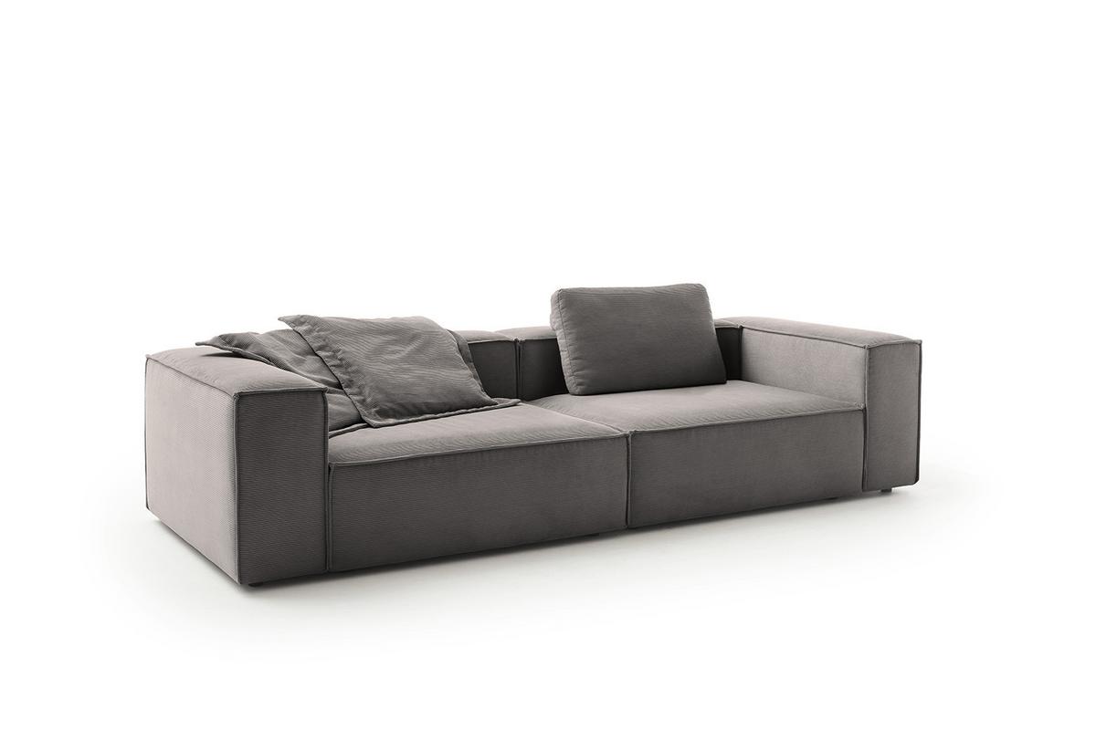 SOFA CARMO Anthrazit Cord - Anthrazit/Schwarz, Kunststoff/Textil (306/68/118cm) - KAWOLA