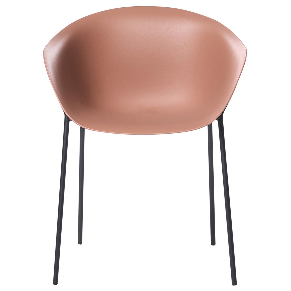 GARTENSTUHL 2er-Set Kunststoff Braun Meteora - Braun, Kunststoff (55/74/50cm) - Beliani