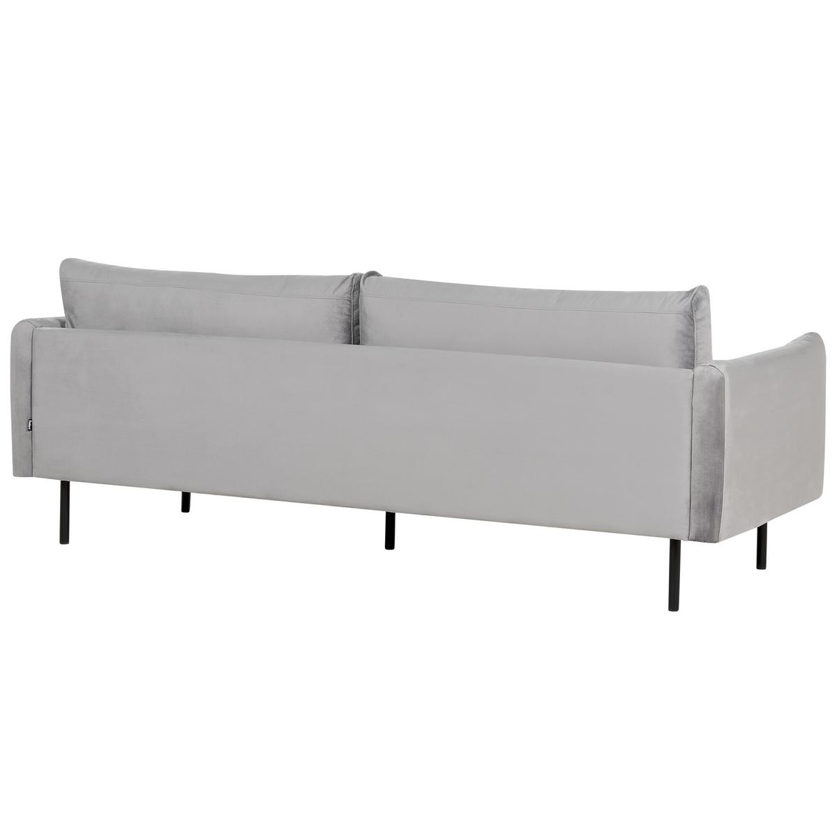 SOFA-SET 5-Sitzer Samtstoff Grau mit Ottomane Vinterbro - Dunkelgrau/Schwarz, Textil (220/85/85cm) - Beliani
