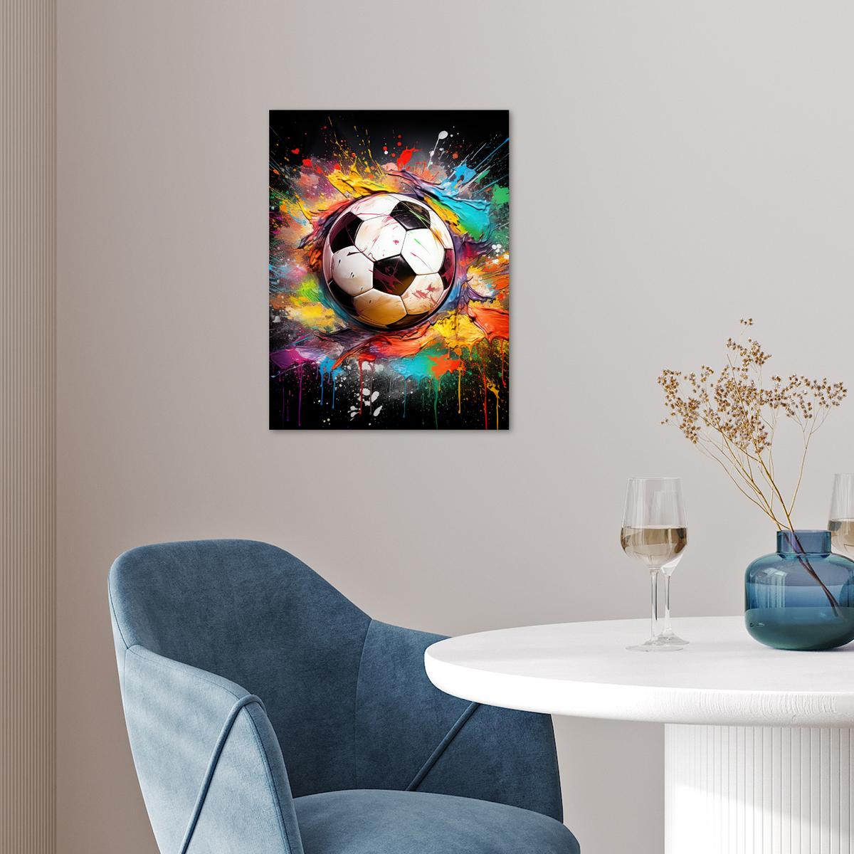 POSTER Fußball - Farbe - Farben - Schwarz - Weiß Wandbilder 30x40 cm - Weiß, Papier (30/40/0.1cm) - MuchoWow
