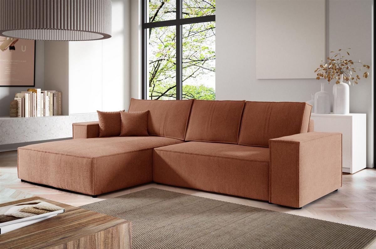 ECKSOFA Corunia In Aragon - Orange, Holzwerkstoff/Textil (294/185cm) - Fun Möbel