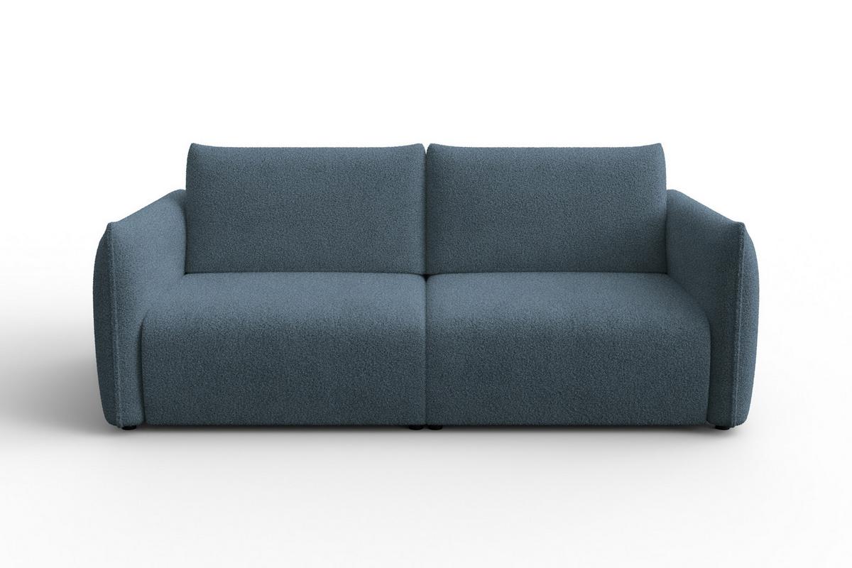 SOFA TAUER 3-Sitzer, Bouclé-Stoff blau - Blau/Schwarz, Holz/Textil (206/84/112cm) - Courtois Laville