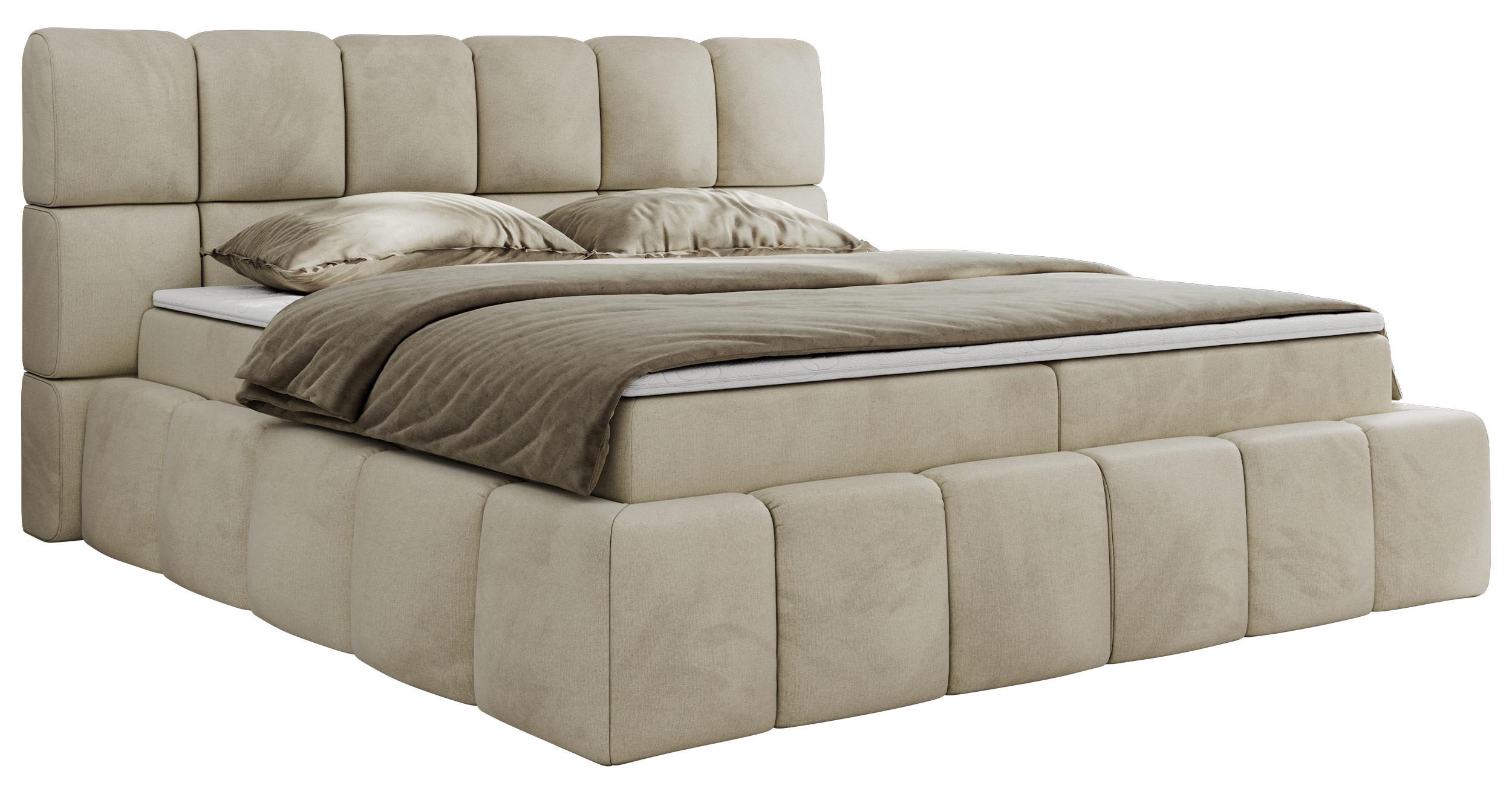 BOXBETT NIRA 180/200 - Beige Velvet - H3 - Beige, Holz/Textil (180/200cm) - MKS