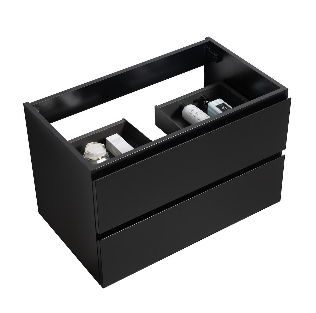WASCHBECKENUNTERSCHRANK Angela 2 Schubladen Schwarz Matt - 80 x 48 x 50 cm - Schwarz, Holz (80/50/48cm) - Badplaats