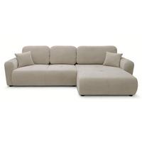 ECKSCHLAFSOFA Olido BEIGER VELOURS - Beige/Schwarz, Kunststoff/Textil (279/150cm) - Selsey