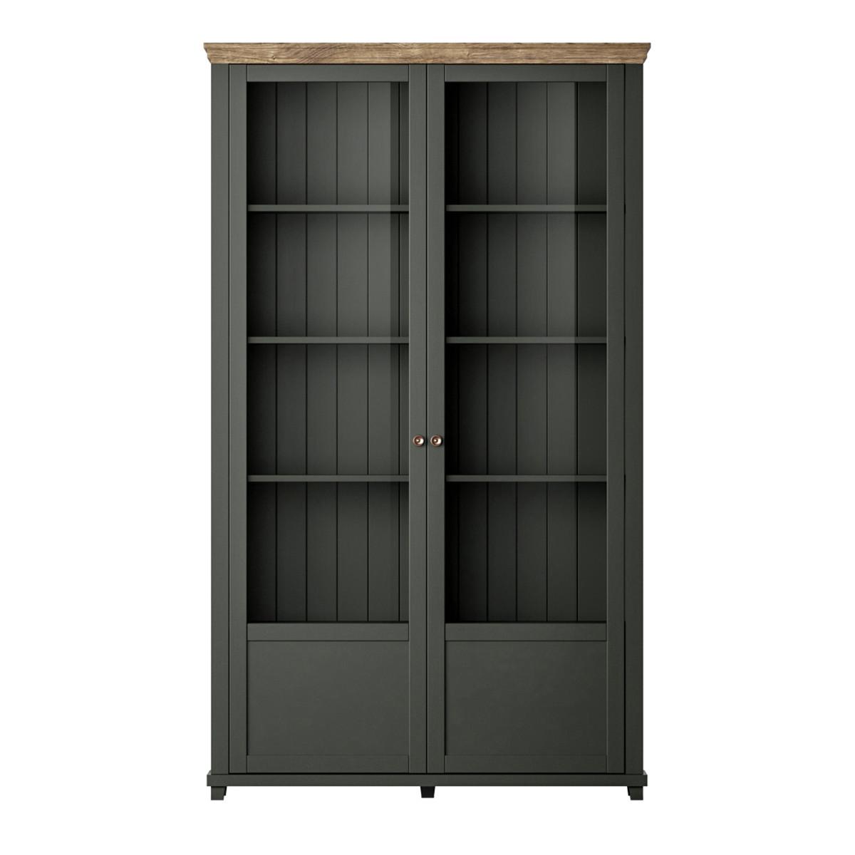 GESCHIRRSCHRANK Martin Grün und Holz - Grün, Holzwerkstoff (126/200/42cm) - Petits-meubles