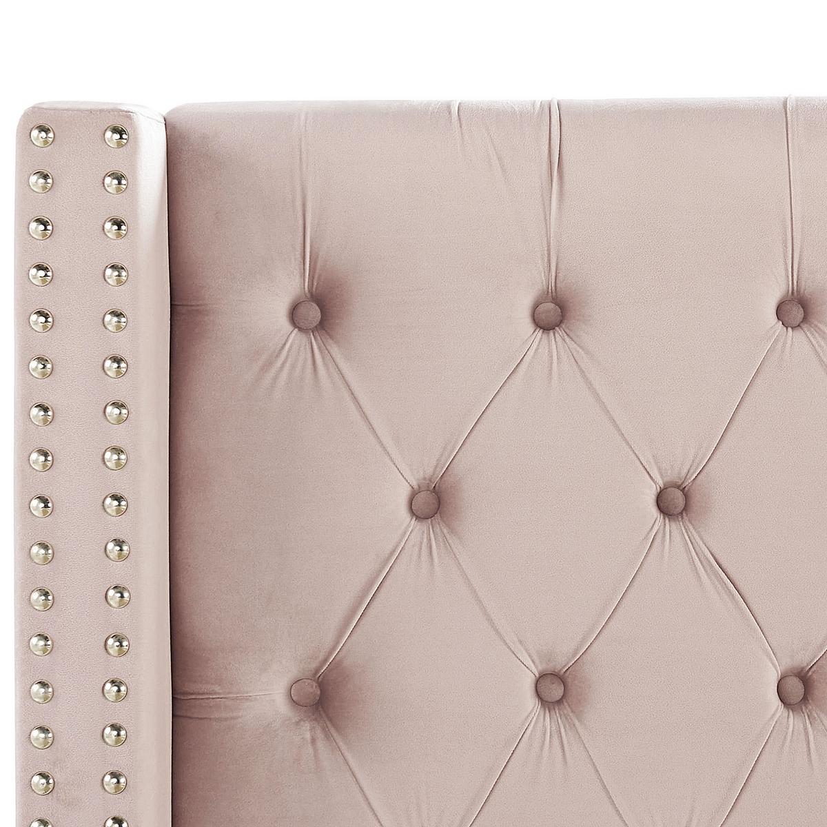 POLSTERBETT 160/200cm Pastellrosa Lubbon - Pink, Textil (160/200cm) - Beliani