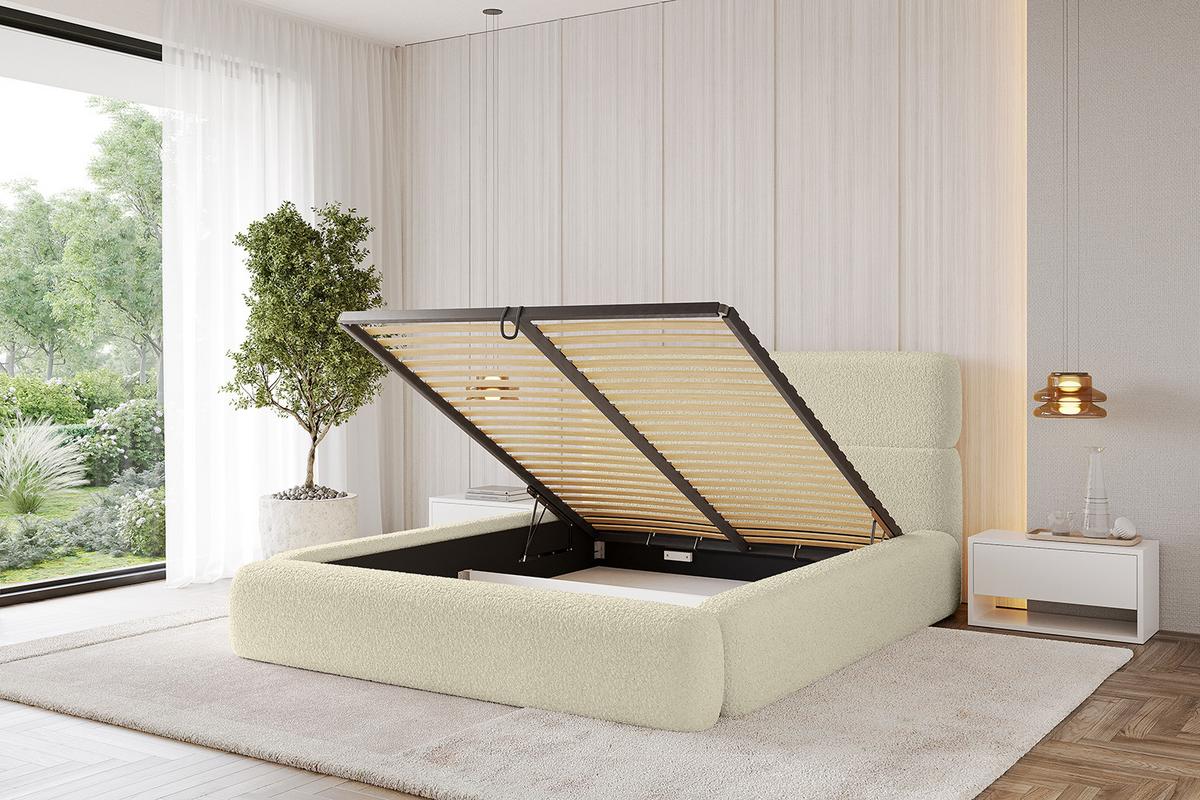 POLSTERBETT mit Bettkasten und Lattenrost, Boxbett ohne Matratze - ENORA 180x200 Beige - Taupe, Holzwerkstoff/Textil (180/200cm) - ALTDECOR
