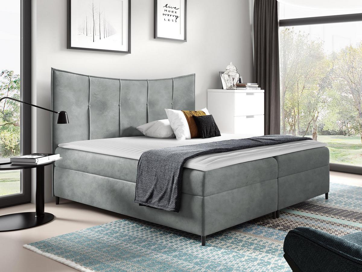 BOXBETT Bergamo - H3 - Grau, Holz (160/200cm) - MIRJAN24