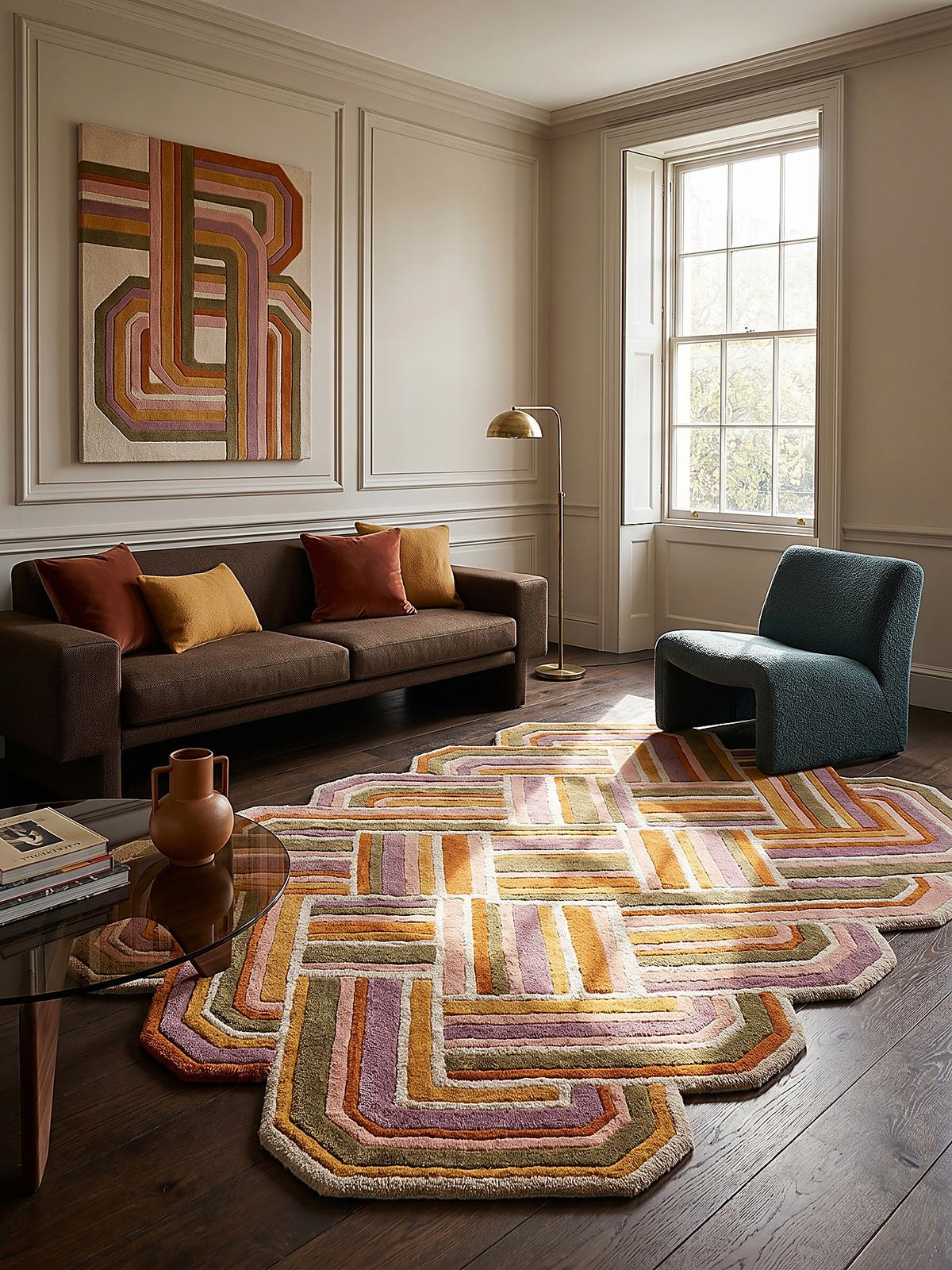 TEPPICH aus Wolle SOAR in Flieder, geometrisch, 160 x 230 cm - Rosa, Textil (230/160cm) - KADIMA DESIGN