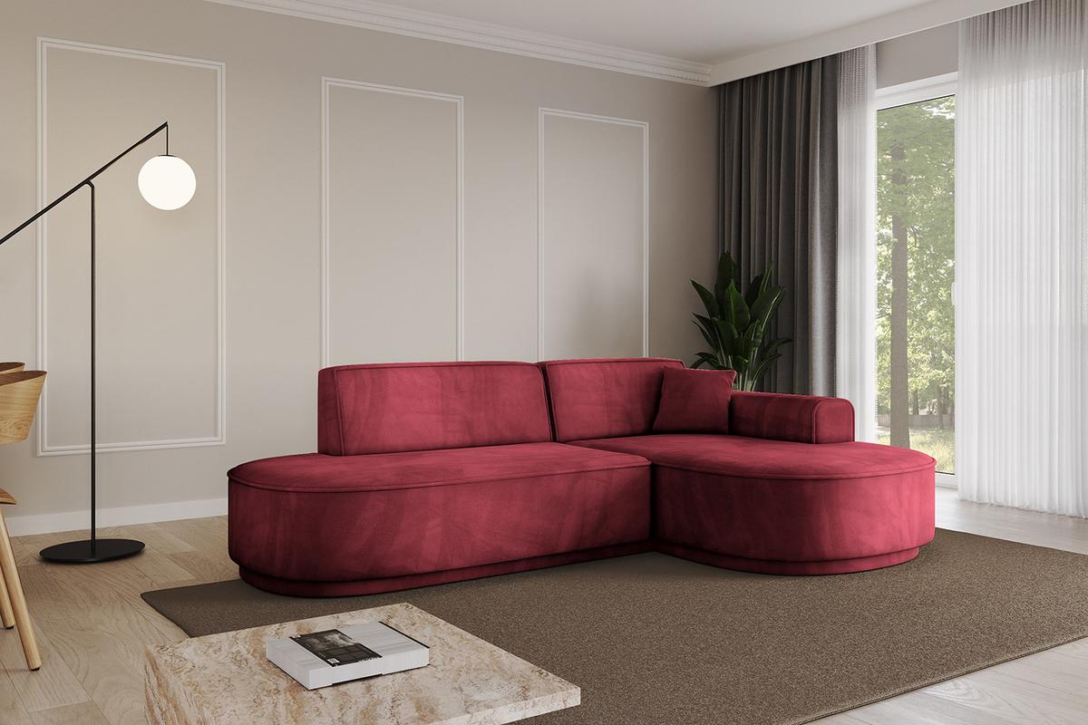 ECKSOFA Ottomane Rechts MARI-L1-v3 - 243x171x83 cm Bordeaux Velours - Bordeaux/Schwarz, Holzwerkstoff/Kunststoff (171/243cm) - ALTDECOR