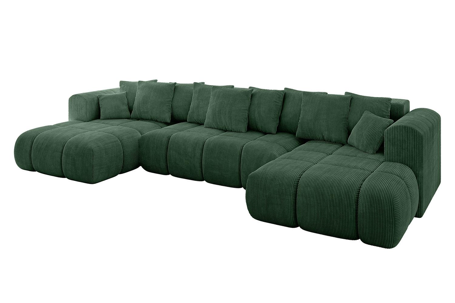WOHNLANDSCHAFT CLOUD-U-v1 405x185x90 Grün Cord - Grün, Holzwerkstoff/Kunststoff (405/90/185cm) - ALTDECOR