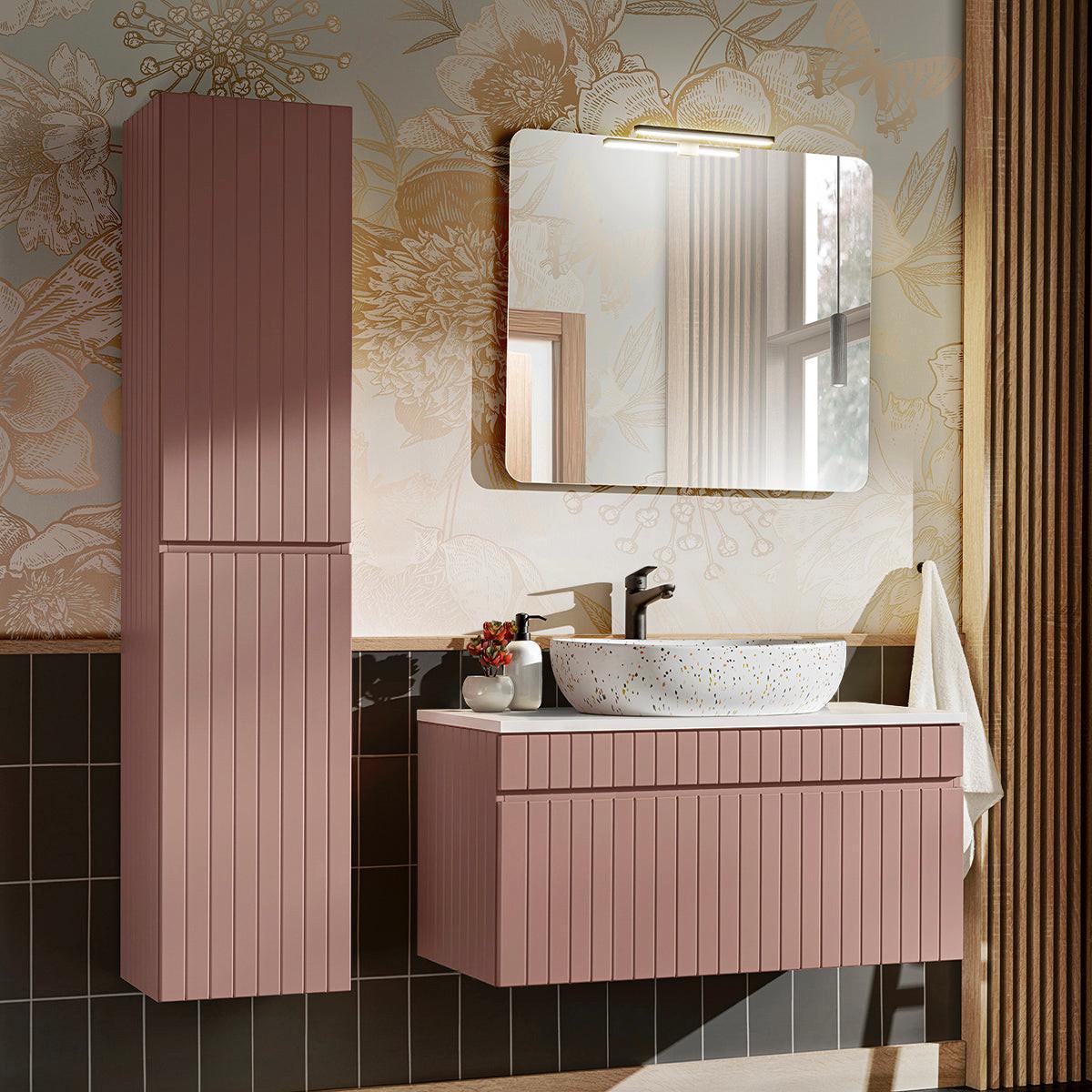 BADMÖBEL 100.4cm Zelie 2er-Set Rose - Rosa, Holzwerkstoff (100.4/48/46cm) - Petits-meubles