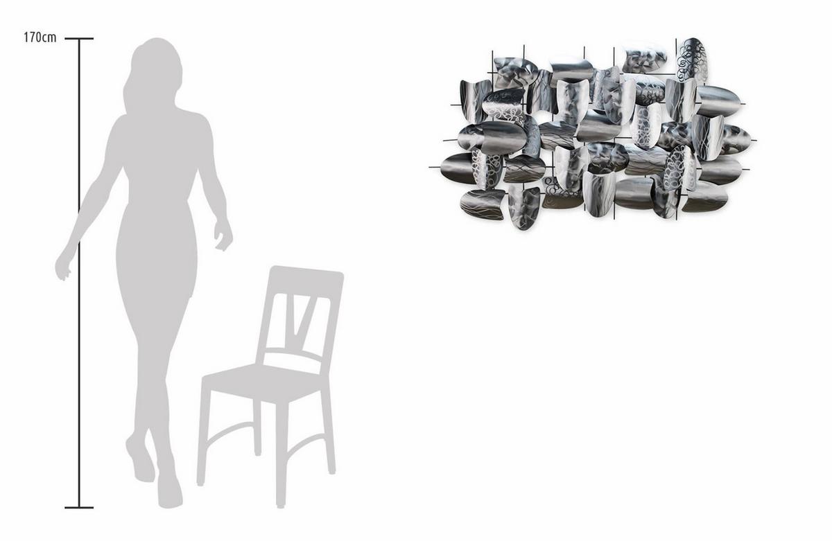 WANDDEKO Silber 128/70 cm - Silberfarben/Grau, Metall (7.5/70/8cm) - KUNSTLOFT