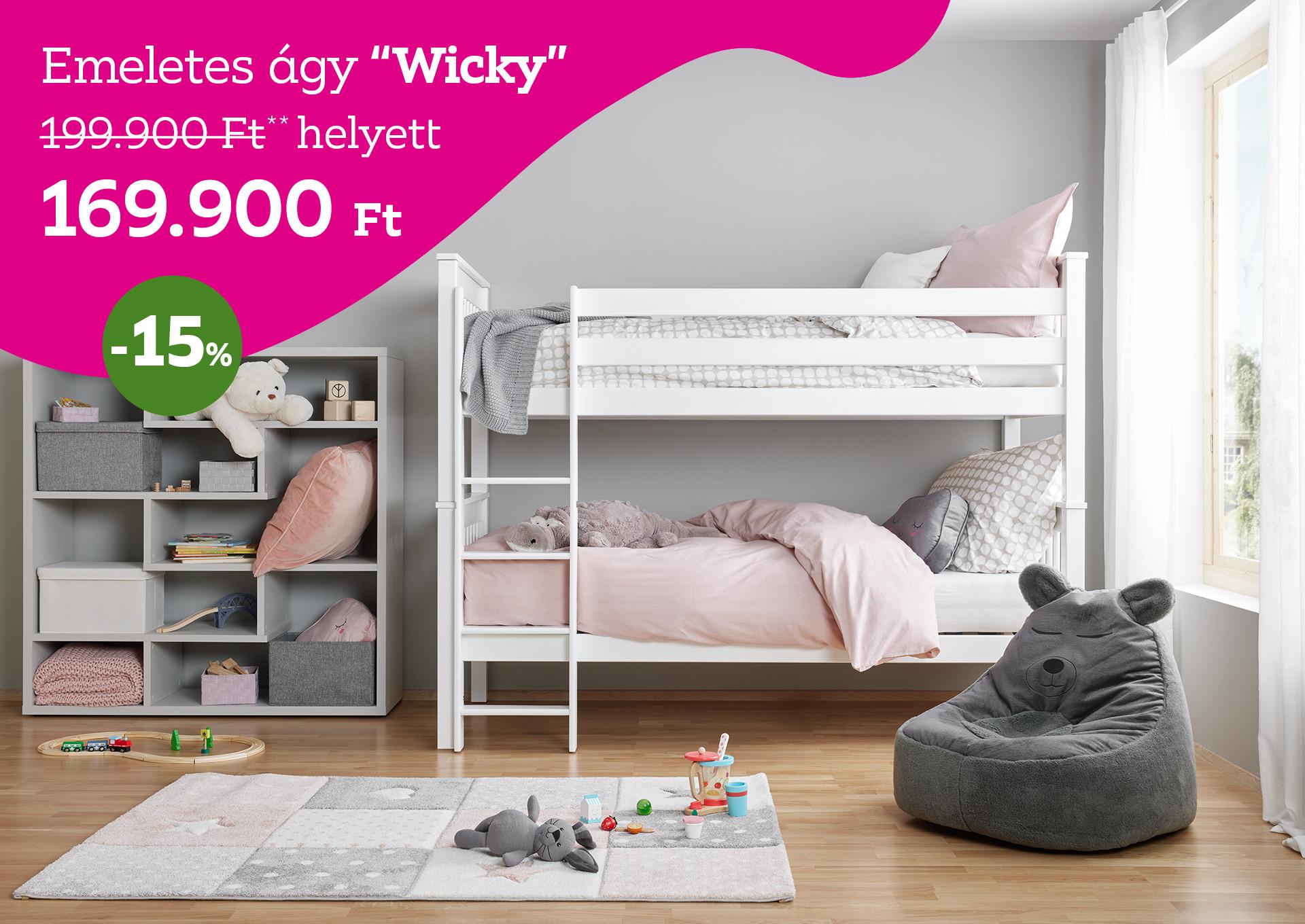 emeletes ágy  WICKY 199900 Forint helyett 169900 Forint, kedvezmény mértéke 15%