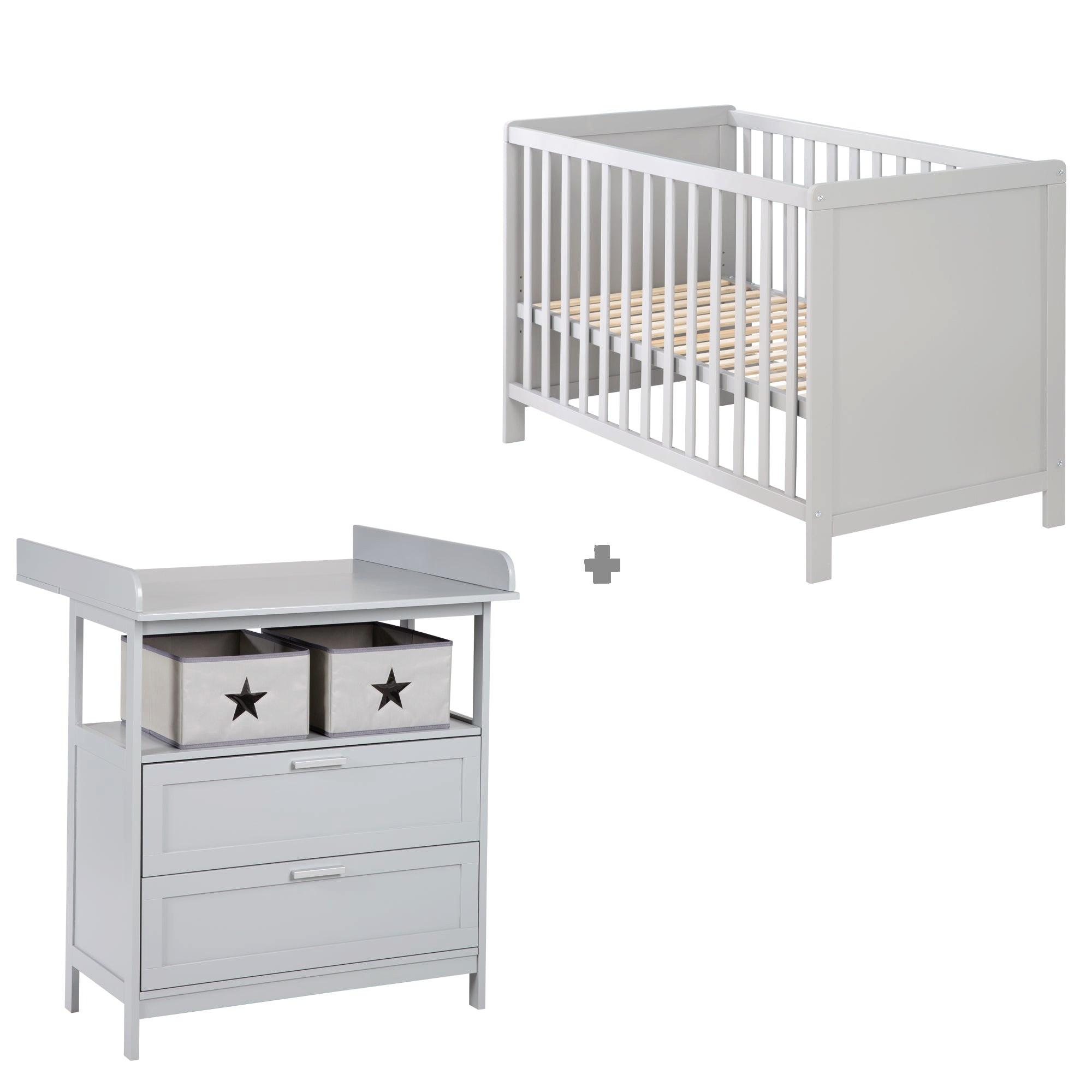 BABYZIMMER-SET Hamburg mit Schubladen 2-teilig - Taupe, Holzwerkstoff (66/76/123cm) - Roba