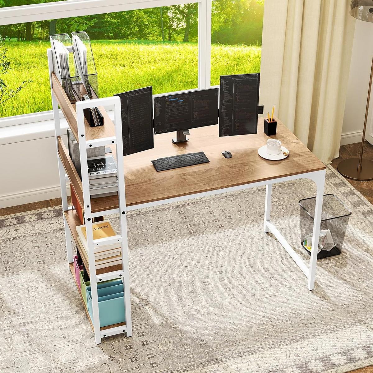 COMPUTERTISCH Natur - Naturfarben, Holzwerkstoff (65/120/130cm) - COSTWAY
