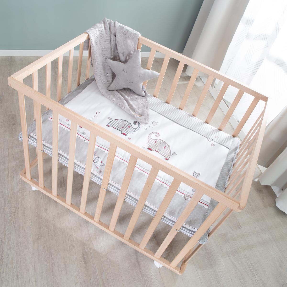 LAUFGITTER 100x75 Jumbo twins grau - Naturfarben, Holzwerkstoff (73/72/98.5cm) - Roba