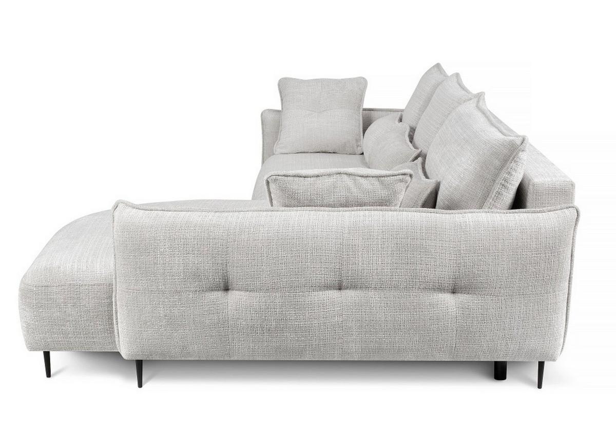 ECKSOFA Oblivio Hellgrau Chenille - Hellgrau/Schwarz, Textil/Metall (285/200cm) - Selsey