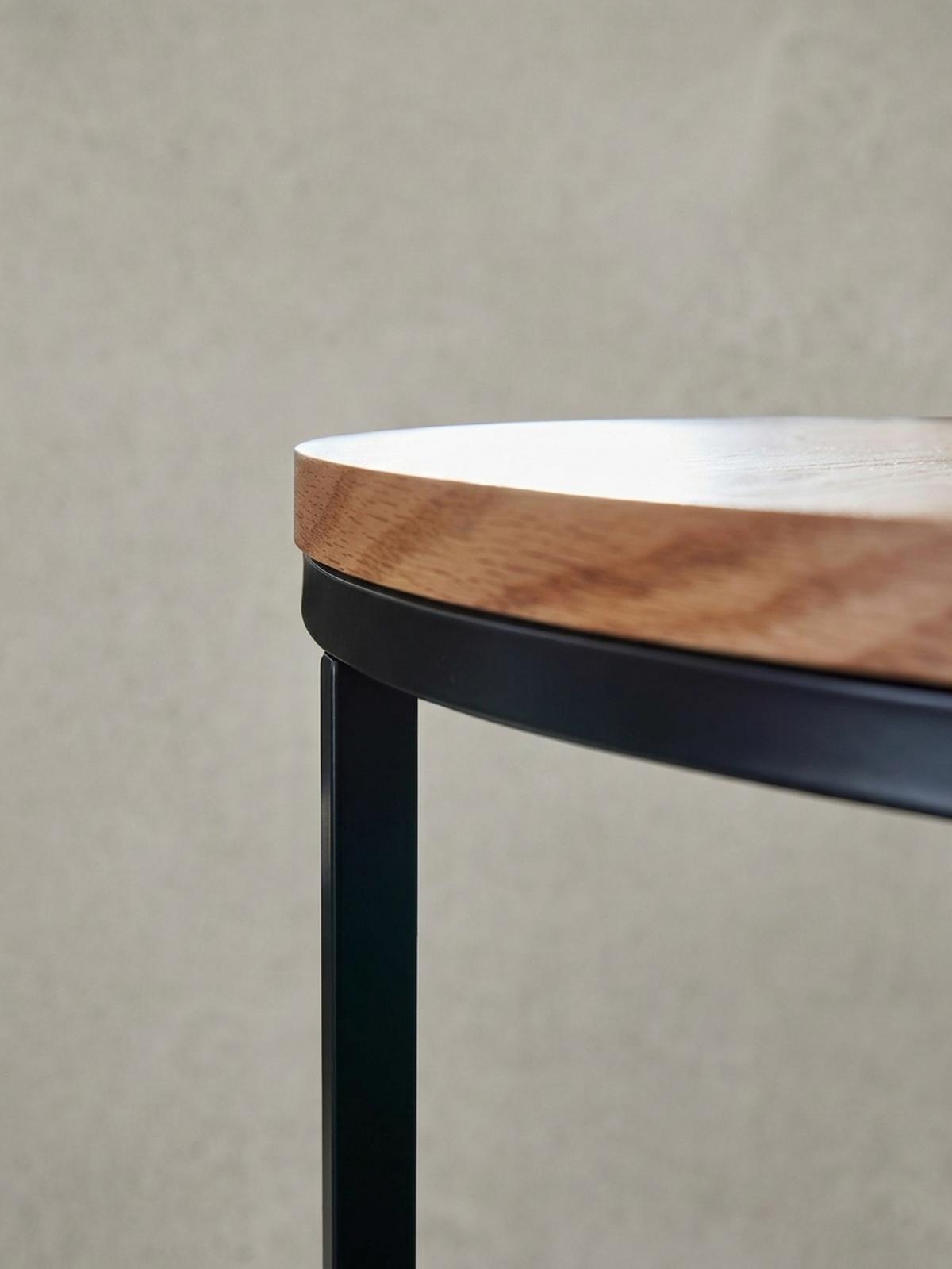COUCHTISCH Rund in Eichefarben, Holz-Metall-Kombination, Modernes Design, Maße: 70x70x45 cm - Schwarz/Braun, Metall (70/70/45cm) - KADIMA DESIGN