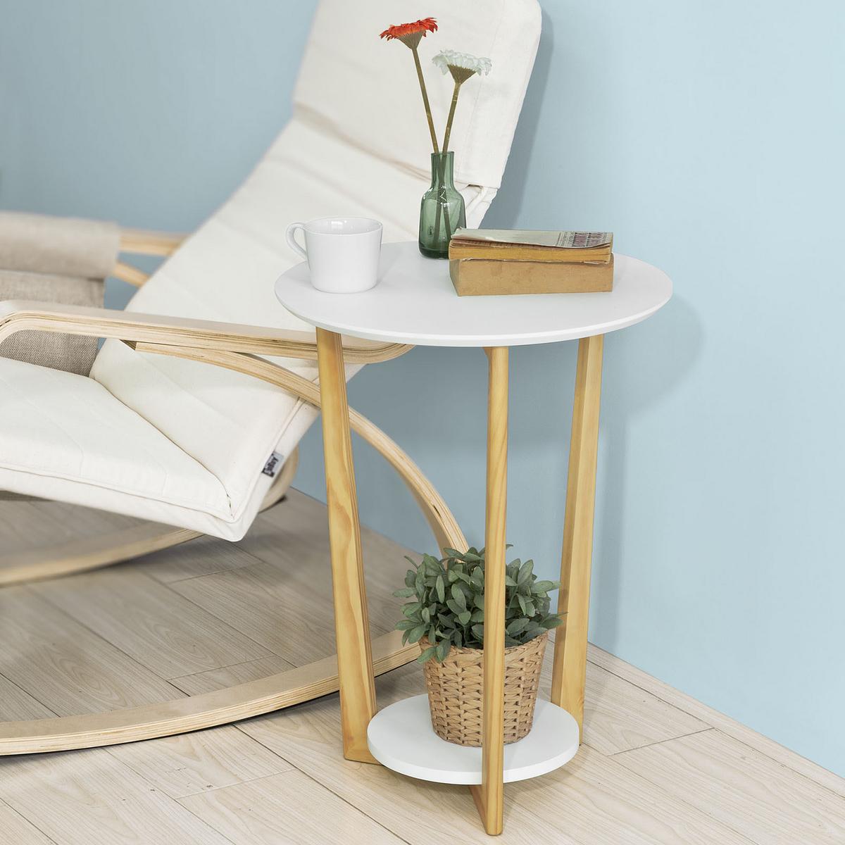 BEISTELLTISCH Weiß - Weiß, Holzwerkstoff (25/45/60cm) - SoBuy
