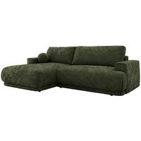 ECKSCHLAFSOFA RINA L Dunkelgrün Schenille glatt - links - Dunkelgrün/Schwarz, Kunststoff/Textil (267/170cm) - MKS