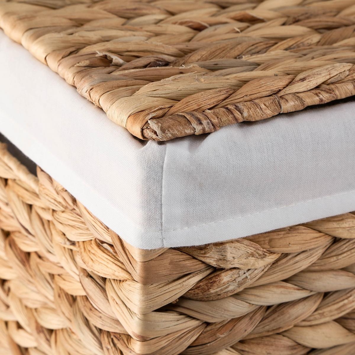 WASCHESAMMLER mit Deckel aus Wasserhyazinthe 30/60/40 cm - Beige, Naturmaterialien (30/60/42cm) - Calicosy