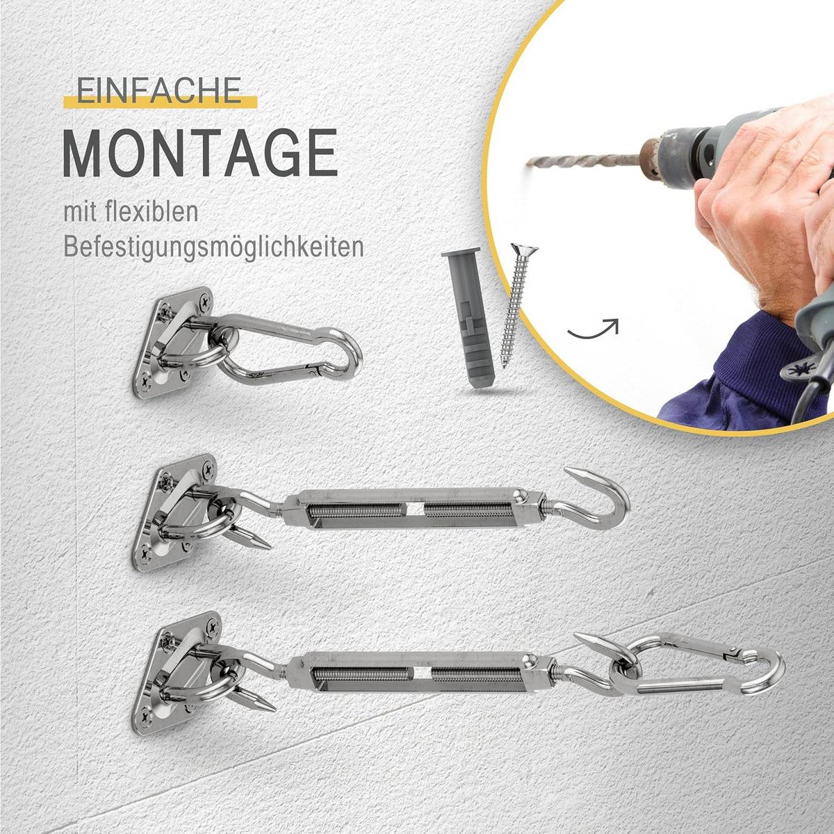 BEFESTIGUNGSSET SolVision für Sonnensegel M5 - Silberfarben, Metall (10/15cm) - Sol Royal