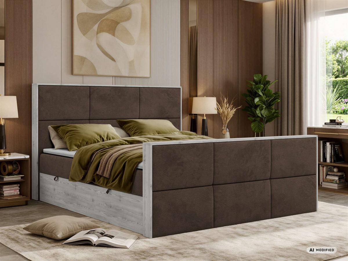 BOXBETT DELNOR DUO 200/200 - Braun Velvet - Topper T25 - H4 - Schwarz/Braun, Kunststoff/Textil (200/200cm) - MKS