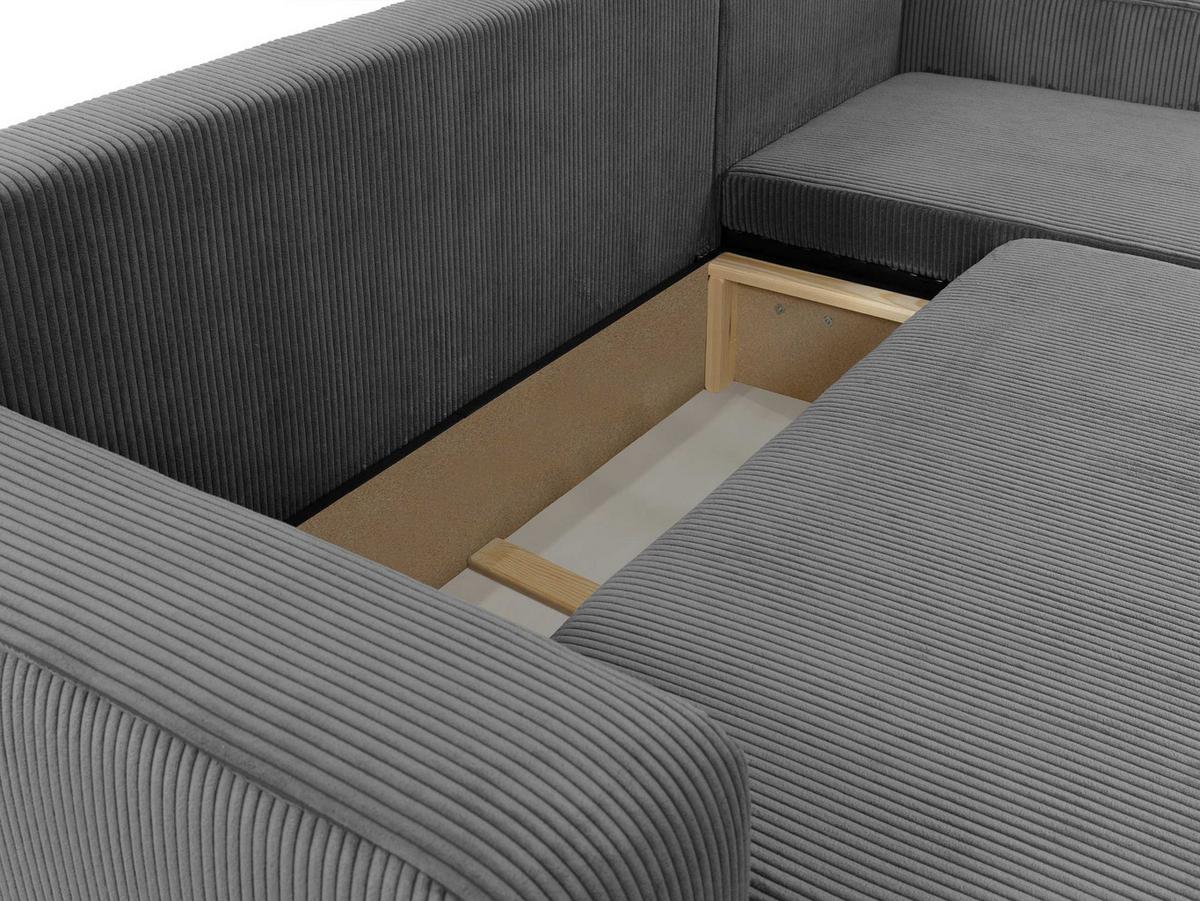 ECKSOFA Piano L Cord - Hellgrau/Schwarz, Holz/Kunststoff (244/145cm) - MIRJAN24