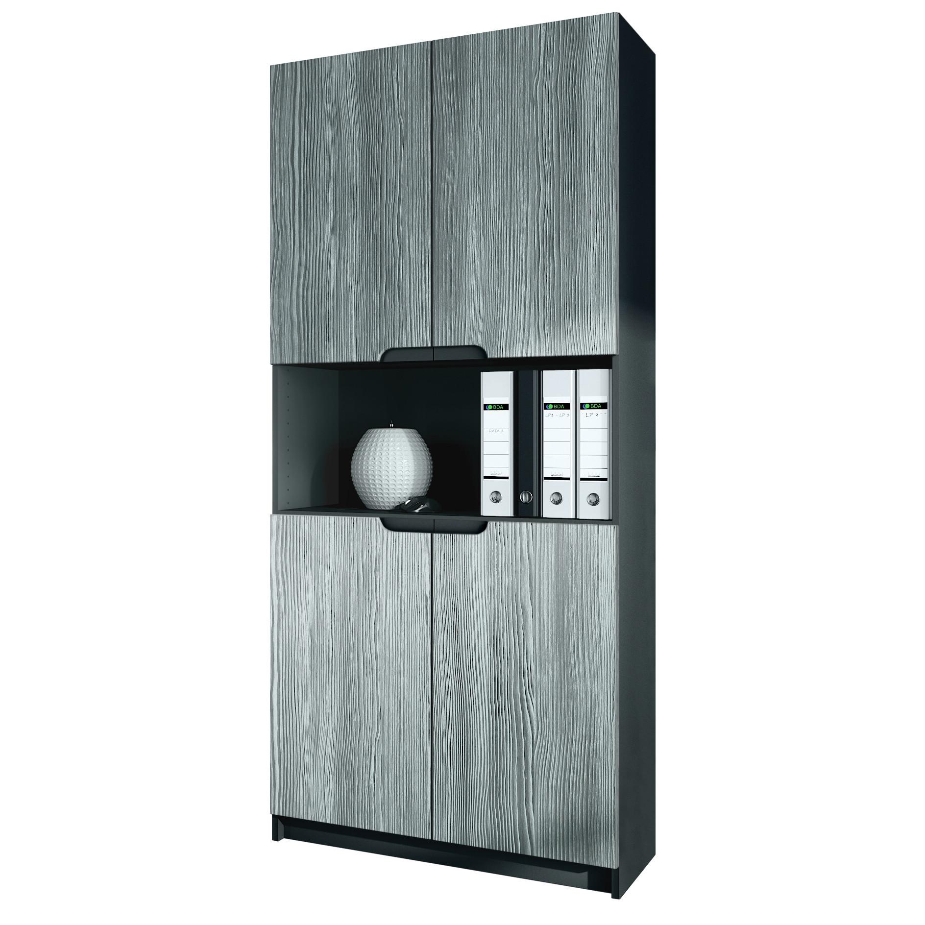 BÜROSCHRANK Logan Fronten in Avola-Anthrazit - Anthrazit, Holzwerkstoff (82/184/37cm) - Vladon