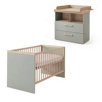 BABYZIMMER-SET Jimmy 2-teilig - Salbeigrün, Holzwerkstoff (143/103/77cm) - Roba