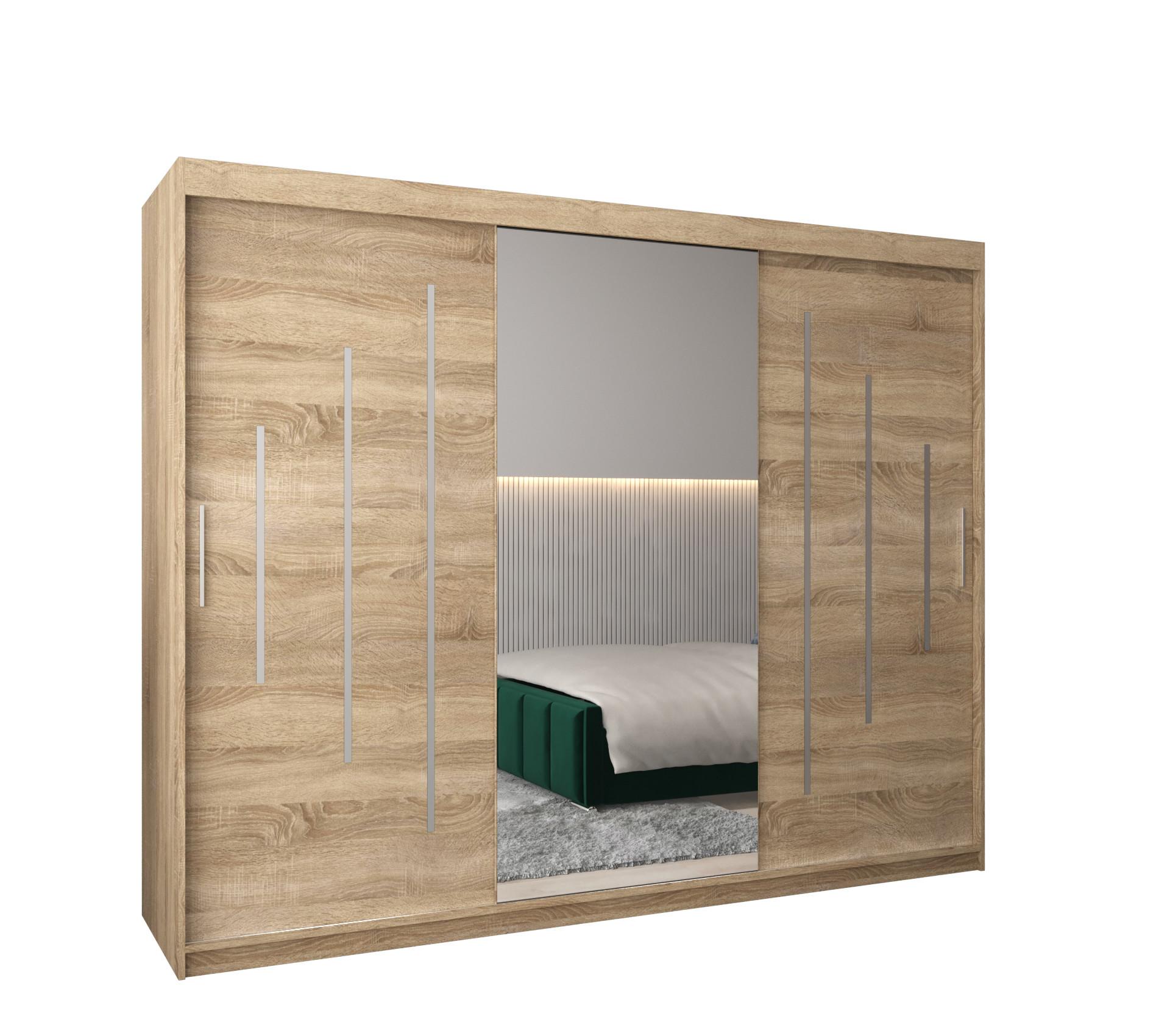 SCHWEBETÜRENSCHRANK 200/250/62 3-türig - Silberfarben/Sonoma Eiche, Holz/Kunststoff (250/200/62cm) - Abiks Möbel