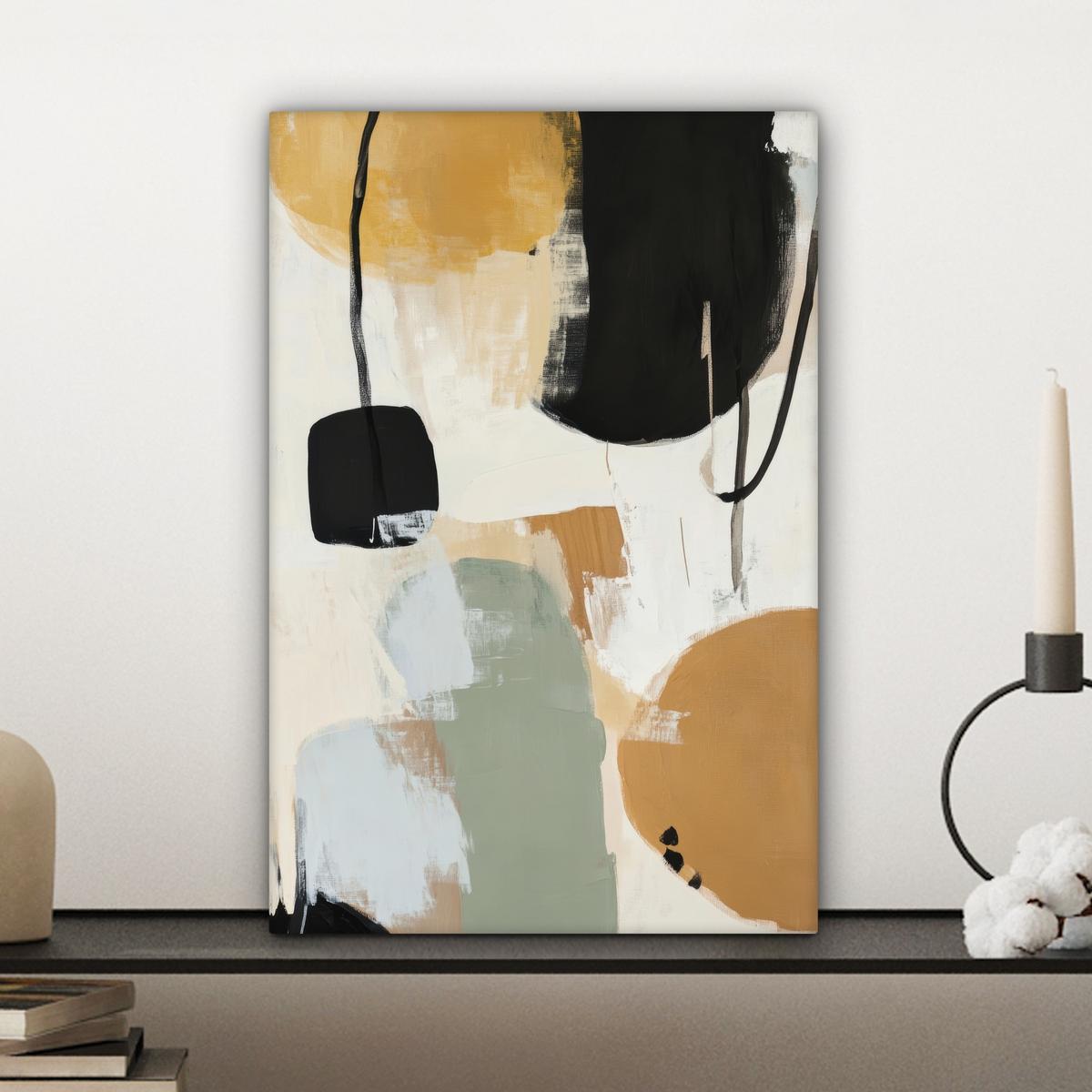 LEINWANDBILD Farbe - Abstrakt - Farben Deko Wohnzimmer 20x30 cm - Currygelb, Textil (20/30cm) - MuchoWow