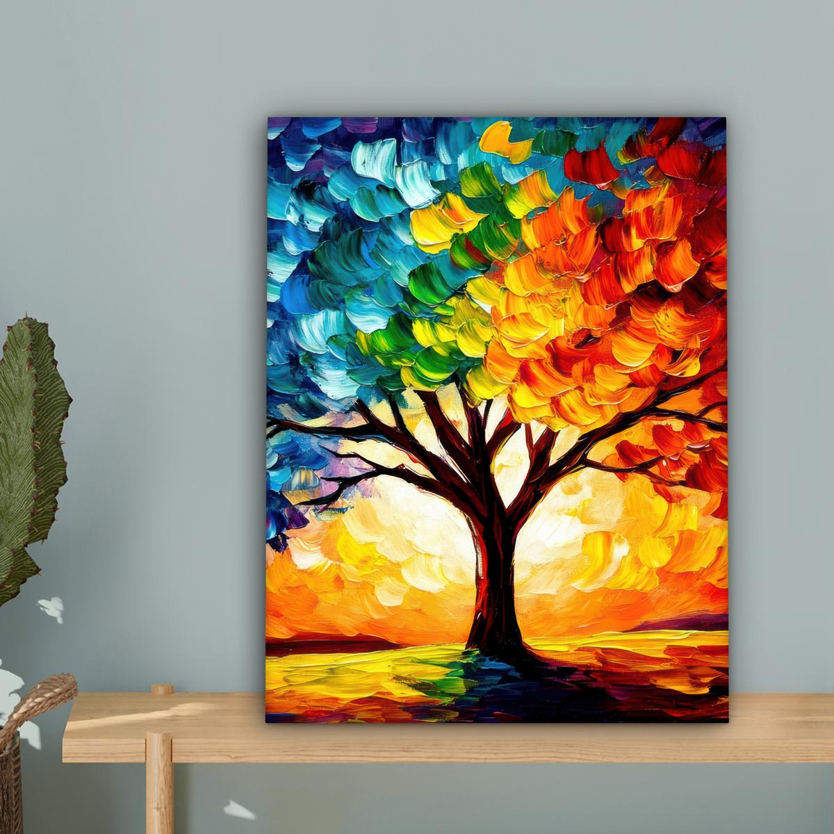 LEINWANDBILD Baum - Kunst - Natur - Sonnenuntergang Room Decor 30x40 cm - Multicolor, Textil (30/40cm) - MuchoWow