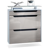 SCHUHSCHRANK Annie Sandgrau Hochglanz / Schwarz Hochglanz - Sandfarben/Schwarz, Holzwerkstoff (89/96/23cm) - Vladon